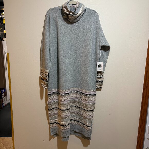 Anthropologie Daily Practice Turtleneck Sweater Dress Removable Collar Fair Isle - Picture 3 of 16